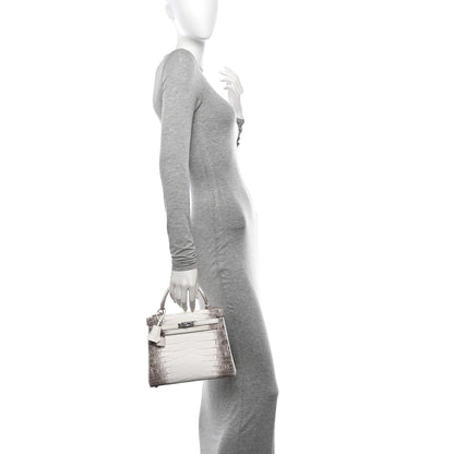 Hermes Matte Niloticus Crocodile Himalaya Kelly Retourne 25 White 2 of 11