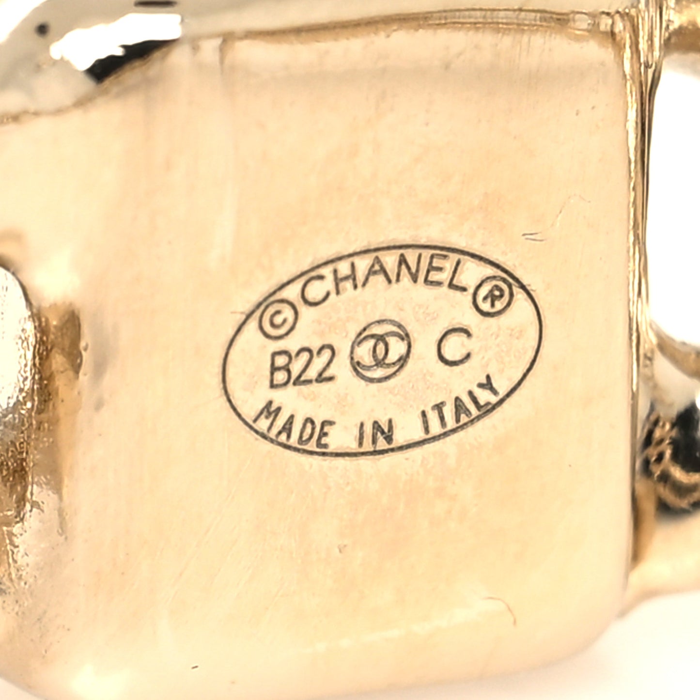 Metal CC Chain Link Cuff Bracelet Gold