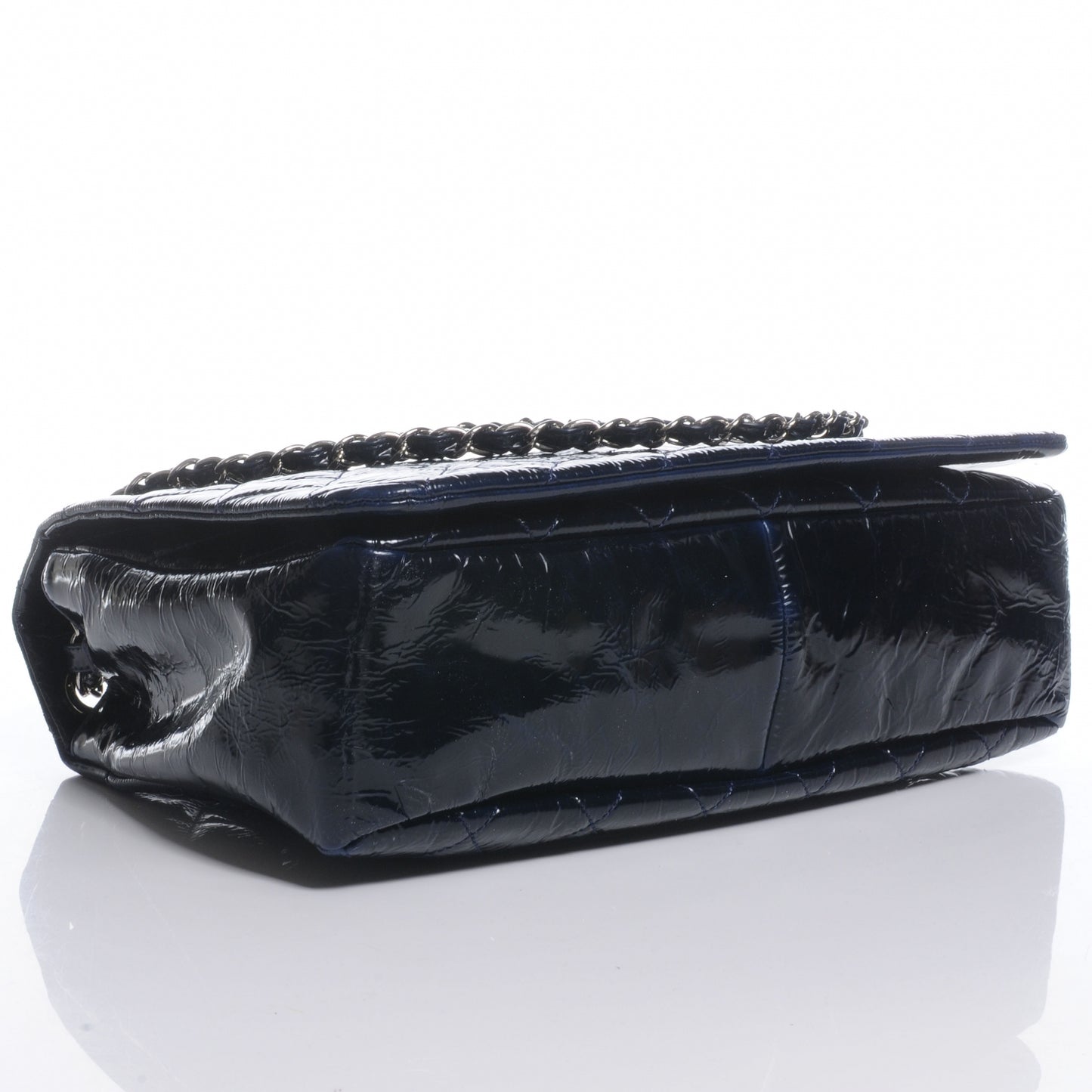Patent Quilted XL Flap Navy Blue