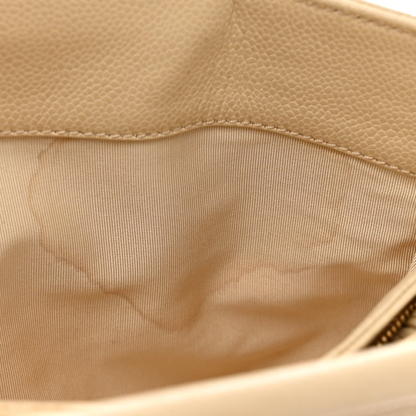 Caviar Wood Handle Handbag Beige