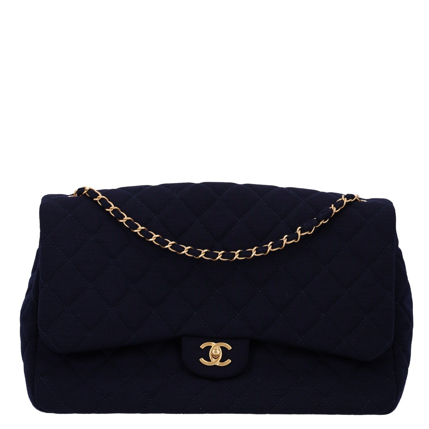 Chanel Jersey Quilted XL Jumbo Flap Navy 1 of 11