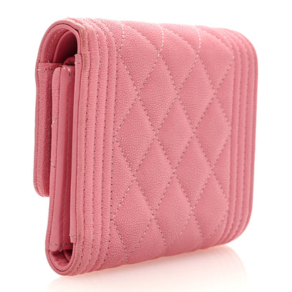 Chanel Caviar Quilted Boy Compact Wallet Pink 3 of 9