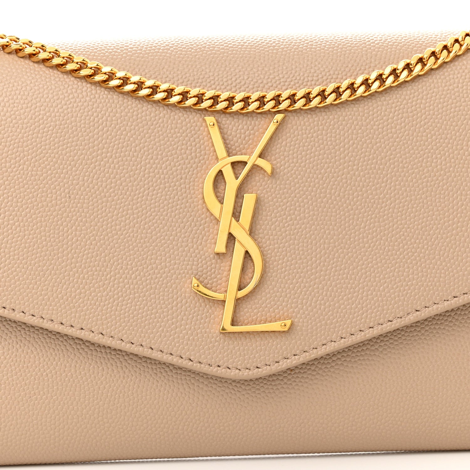 Saint Laurent Grain De Poudre Monogram Uptown Chain Wallet Dark Beige 8 of 10