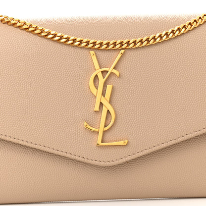 Saint Laurent Grain De Poudre Monogram Uptown Chain Wallet Dark Beige 8 of 10