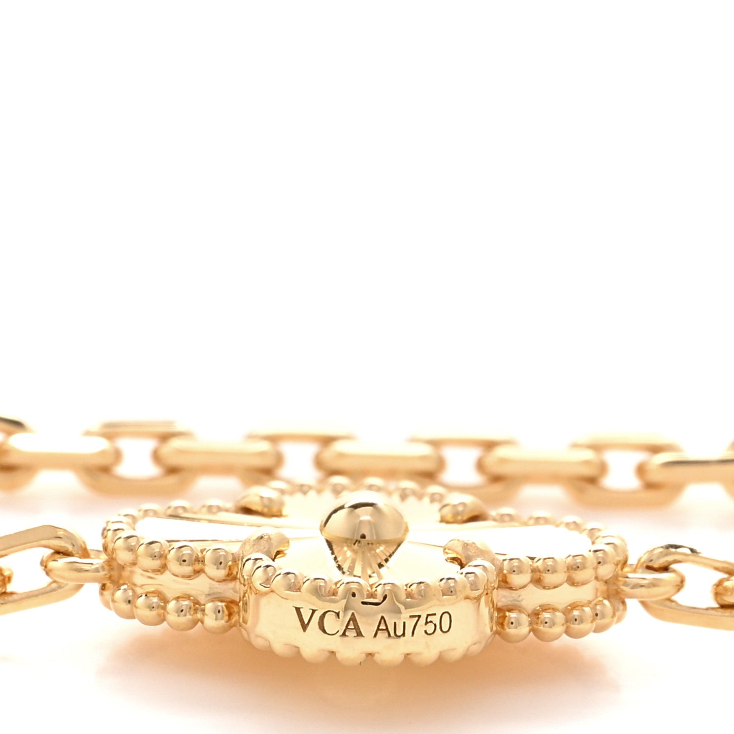 18K Yellow Gold 10 Motifs Guilloche Vintage Alhambra Necklace