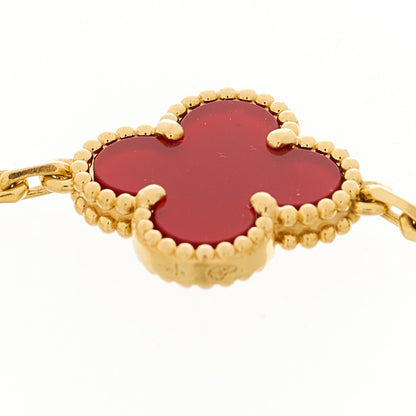 Van Cleef & Arpels 18K Yellow Gold Carnelian 5 Motifs Vintage Alhambra Bracelet 3 of 4