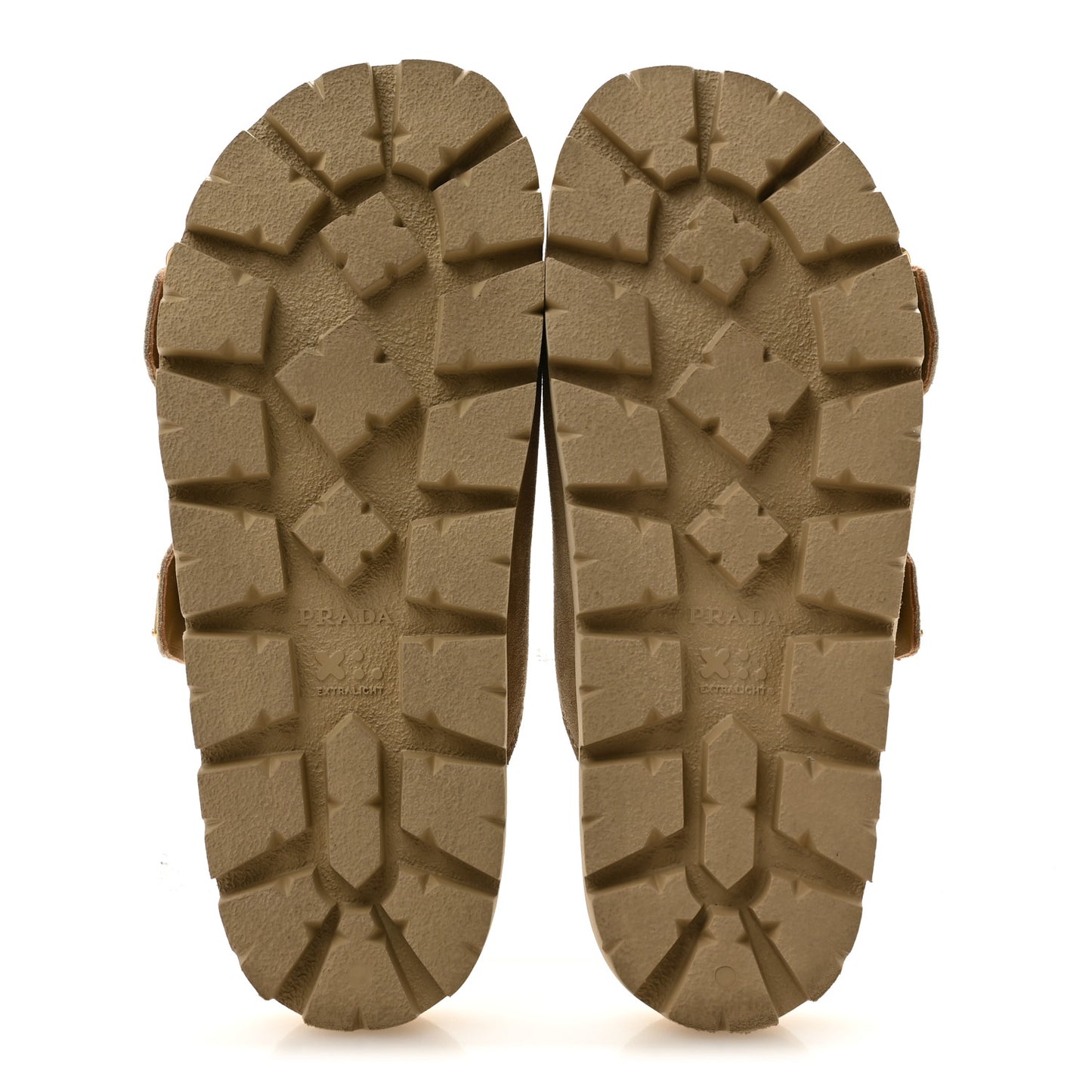 Suede Metal Triangle Logo Womens Double Buckle 20mm Slide Sandals 36.5 Ecru