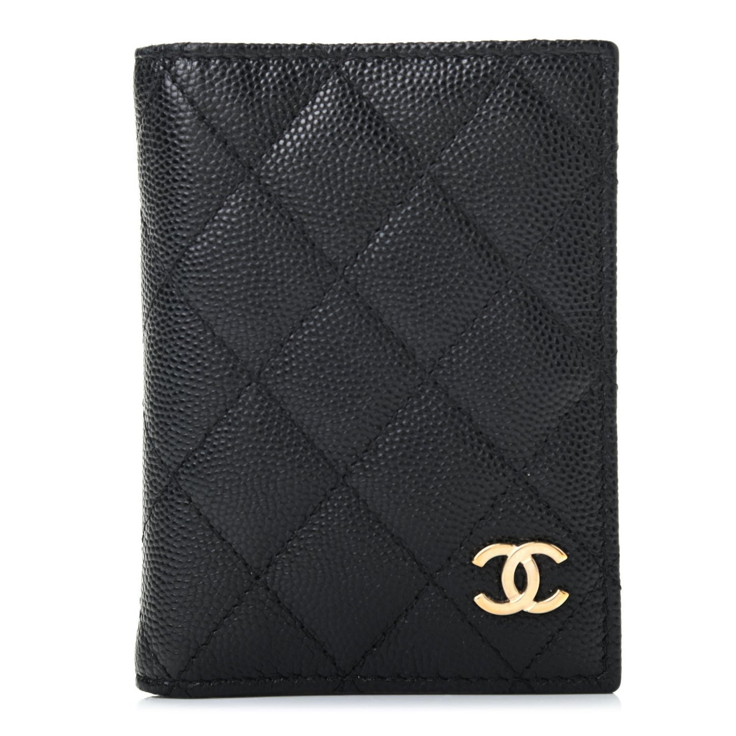 Caviar Quilted Card Holder Wallet Black