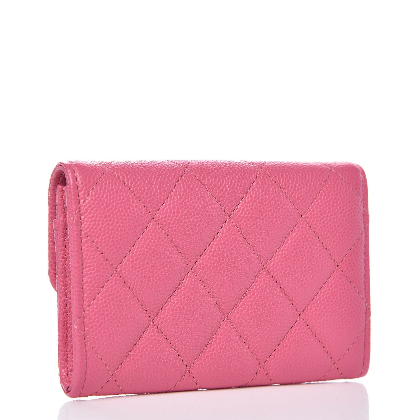 Caviar Quilted Flap Card Holder Pink