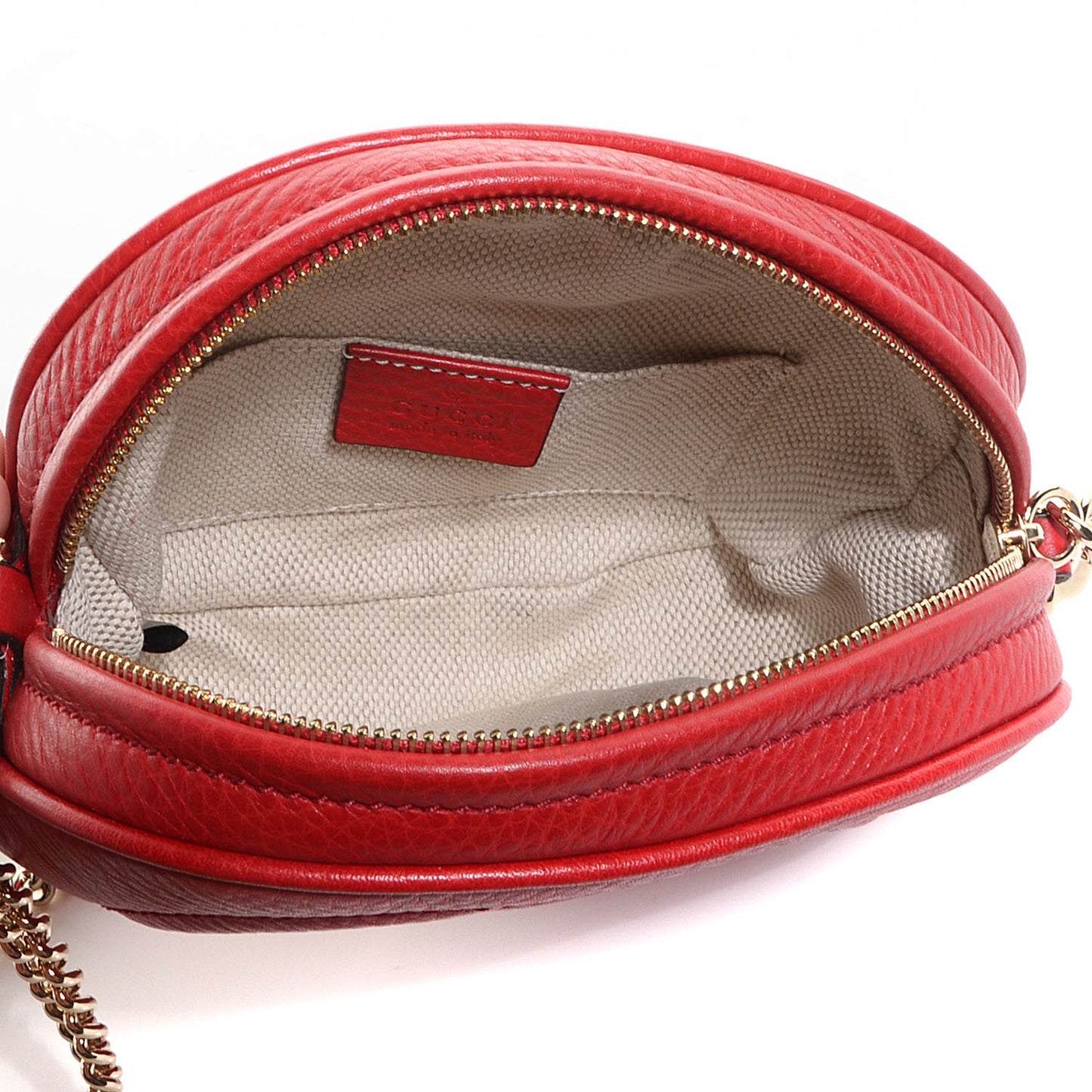 Pebbled Calfskin Mini Soho Chain Bag Tabasco Red