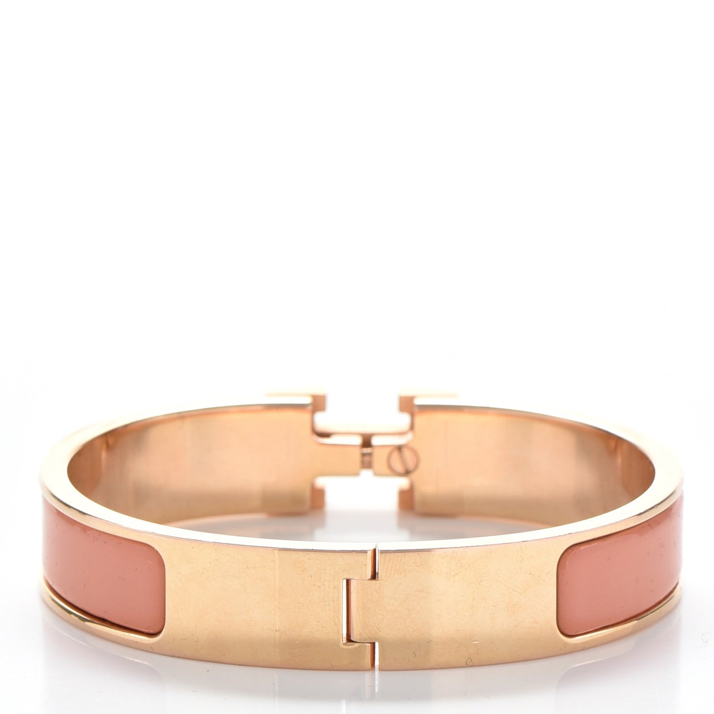 Narrow Enamel Clic Clac H Bracelet PM Rose Poudre