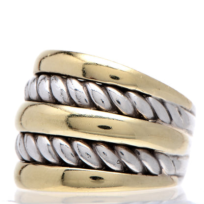 David Yurman Sterling Silver 18K Yellow Gold 5 Row Cable Ring 51.9 6 3 of 6