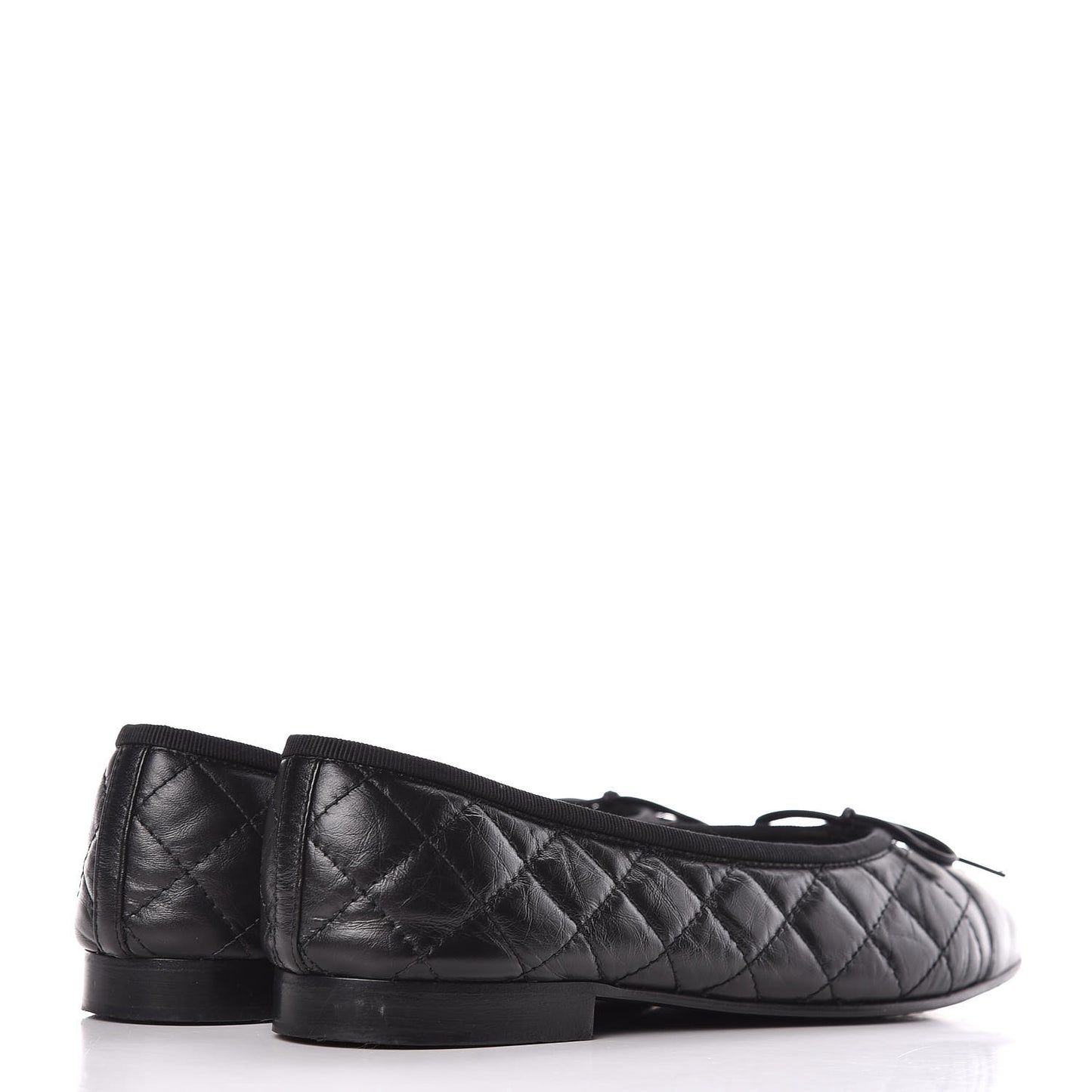 Aged Calfskin Quilted CC Cap Toe Ballerina Flats 40 Black