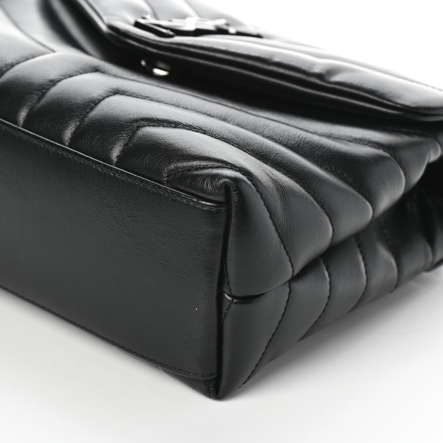 Calfskin Y Quilted Monogram Small Loulou Chain Satchel Black
