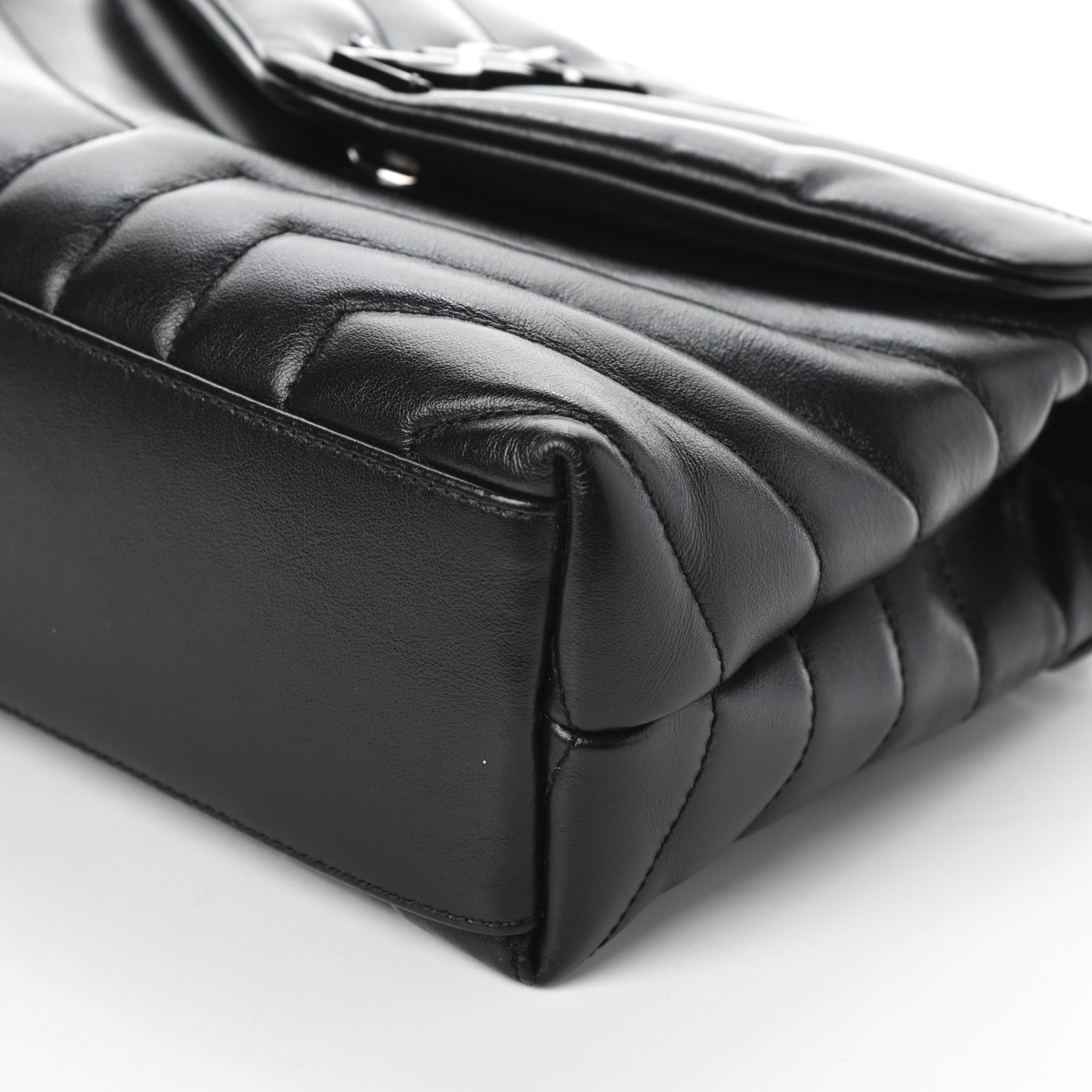 Saint Laurent Calfskin Y Quilted Monogram Small Loulou Chain Satchel Black 9 of 9