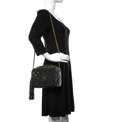 Chanel Lambskin Quilted CC Tassel Camera Case Black 2 of 16