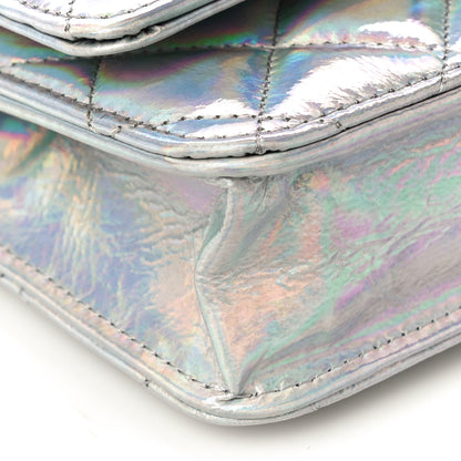 Chanel Iridescent Goatskin Quilted Wallet On Chain WOC Silver 10 of 11