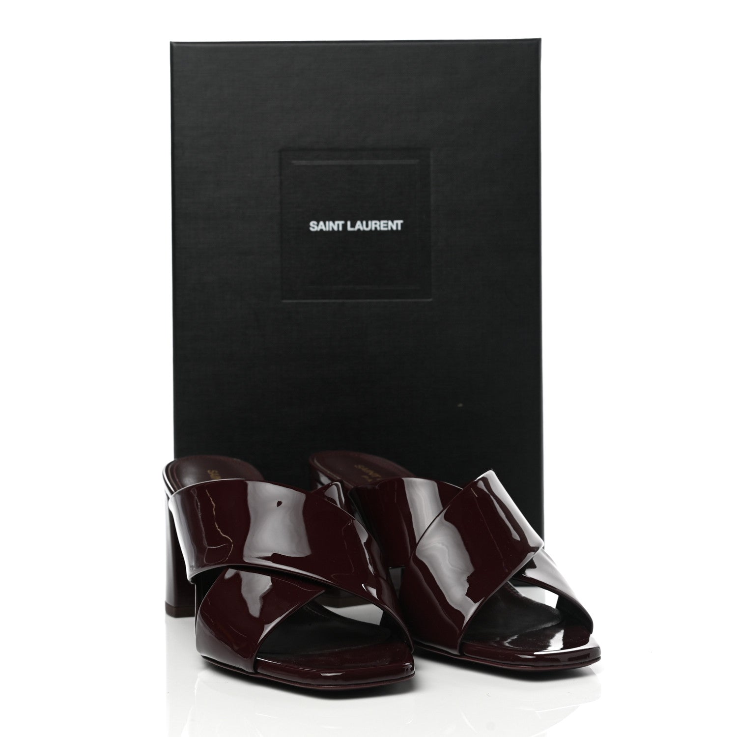 Saint Laurent Patent LouLou 95 Mule Sandals 39 Barolo 9 of 9