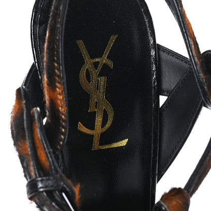 Saint Laurent Pony Hair Leopard Print Tribute 105 Platform Sandals 37.5 Naturale 7 of 7