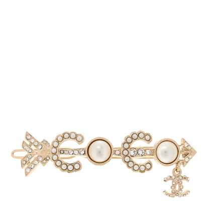 Chanel Pearl Crystal Queen of France Brooch Barrette Gold 1 of 4