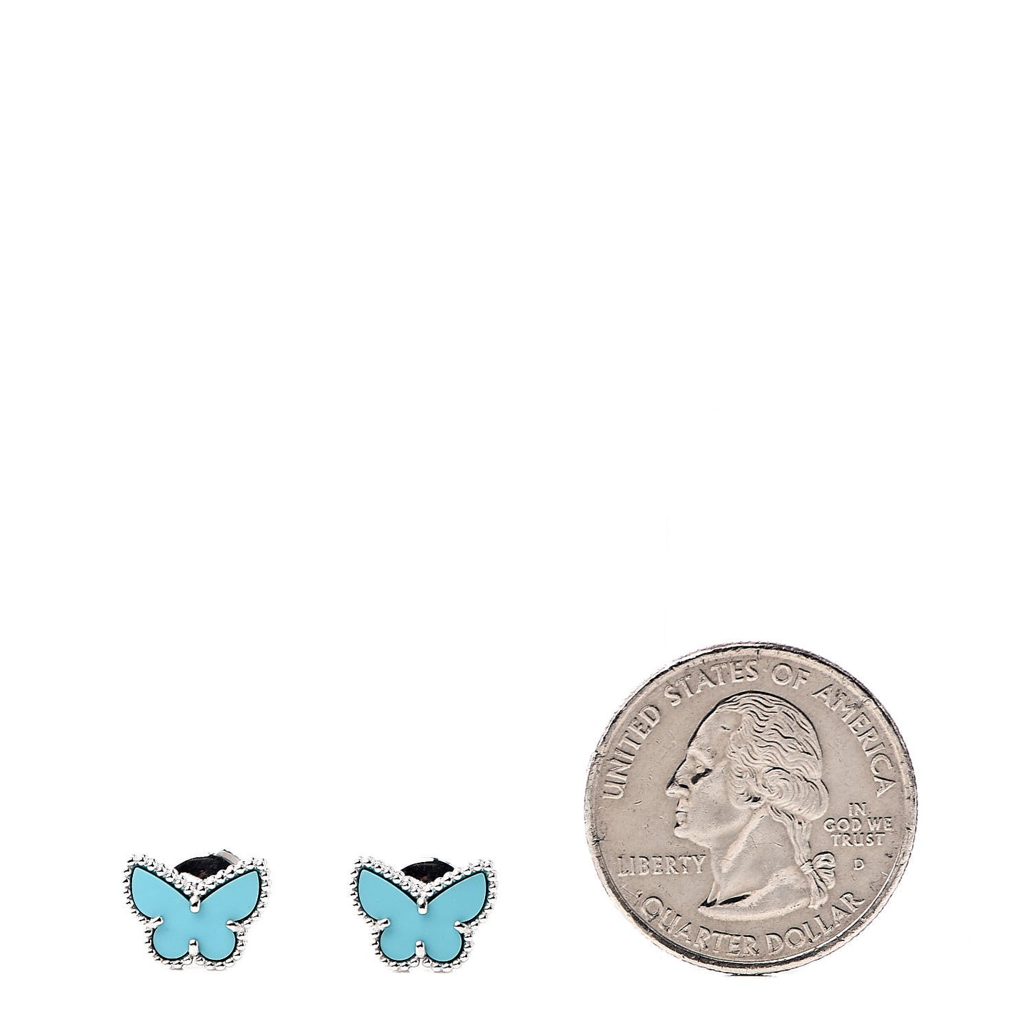 18K White Gold Turquoise Sweet Alhambra Butterfly Earrings