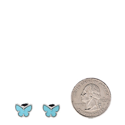 Van Cleef & Arpels 18K White Gold Turquoise Sweet Alhambra Butterfly Earrings 2 of 6