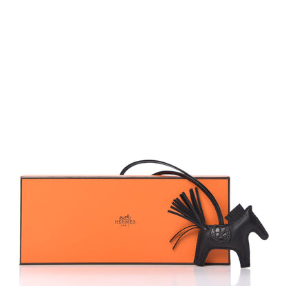 Hermes Milo Lambskin Matte Alligator Touch Grigri Rodeo Horse Bag Charm PM So Black 5 of 5