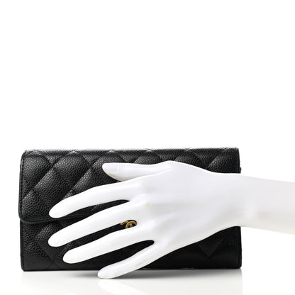 Chanel Caviar Quilted Large Gusset Flap Wallet Black 2 of 9
