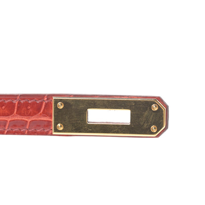 Hermes Shiny Porosus Crocodile Kelly Cut Pochette Sanguine 27 of 30