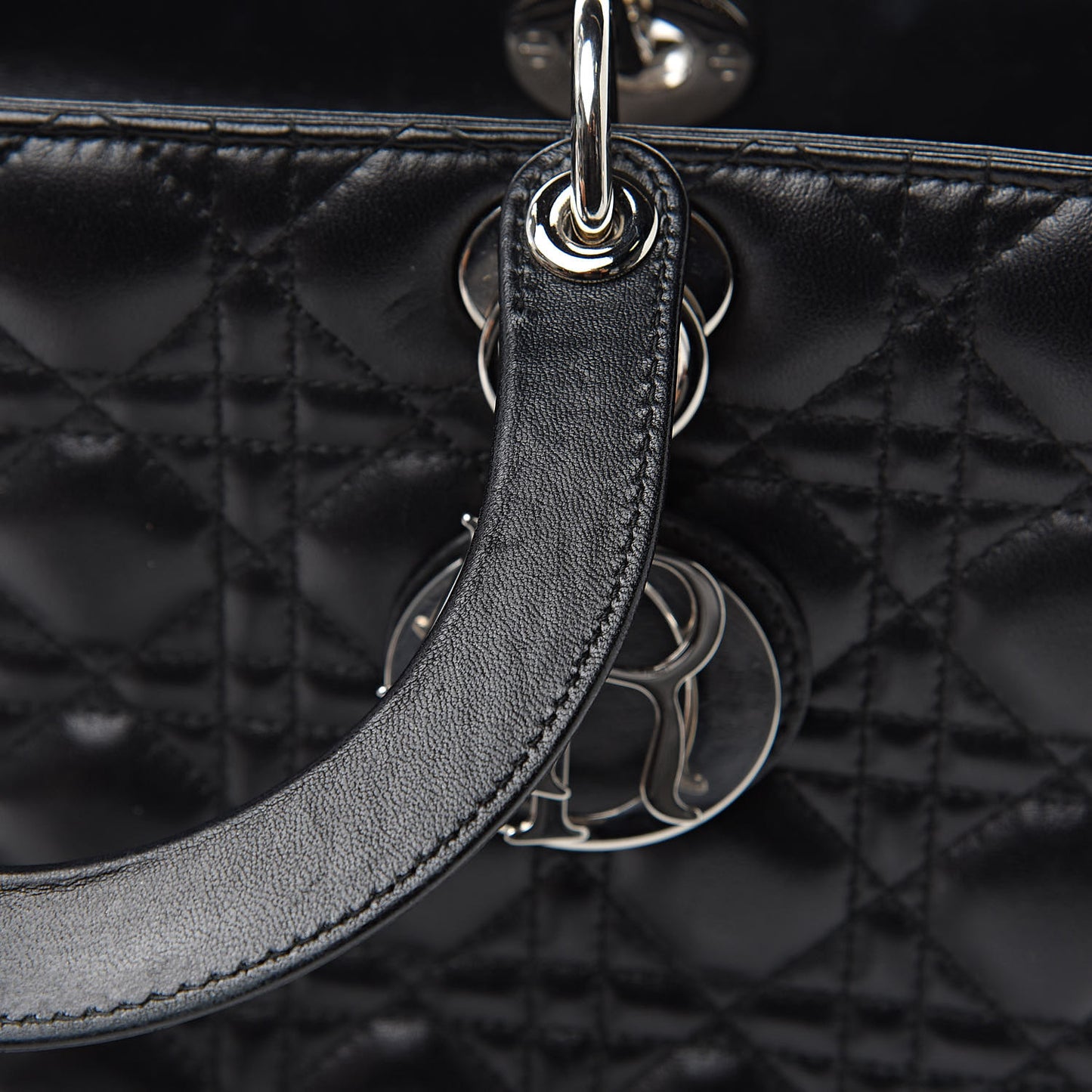 Lambskin Cannage Large Lady Dior Black