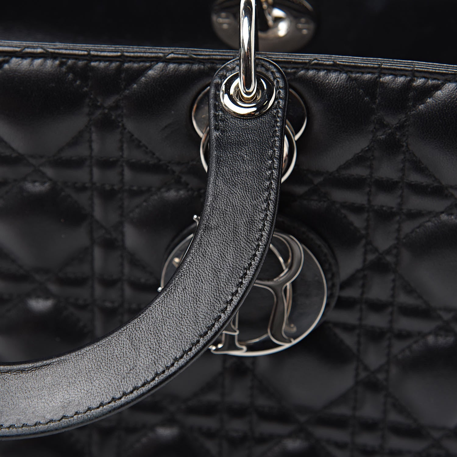 Christian Dior Lambskin Cannage Large Lady Dior Black 14 of 17