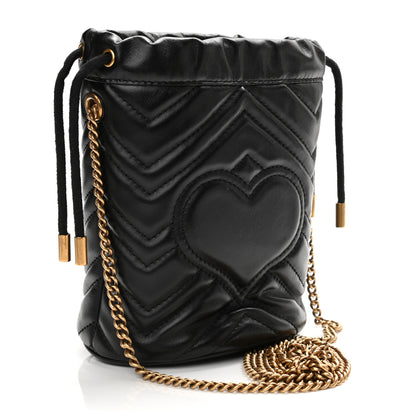 Gucci Calfskin Matelasse Mini GG Marmont 2.0 Bucket Bag Black 3 of 11