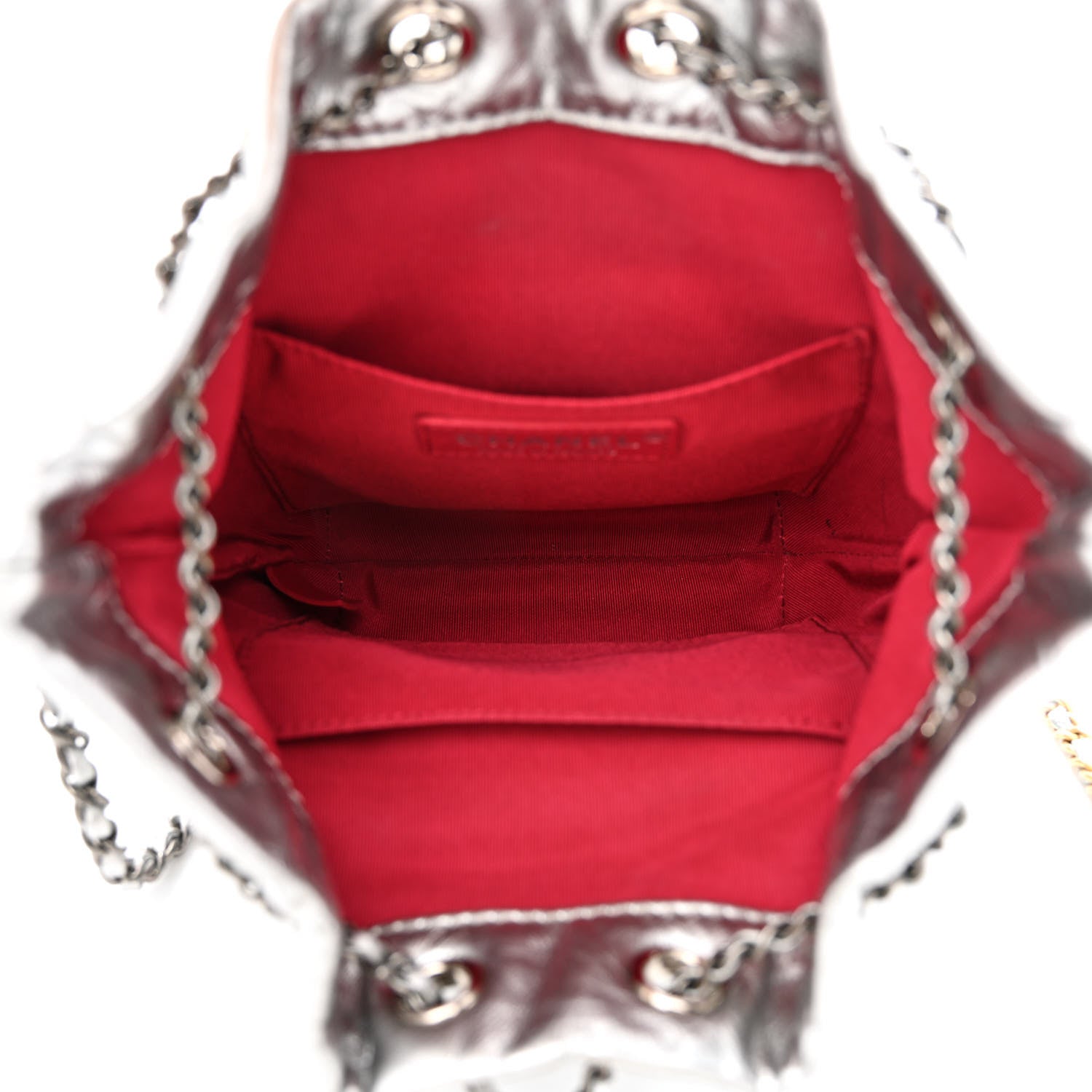 Chanel Metallic Aged Calfskin Quilted Small Gabrielle Bucket Silver 5 of 11