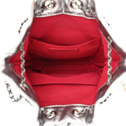 Chanel Metallic Aged Calfskin Quilted Small Gabrielle Bucket Silver 5 of 11