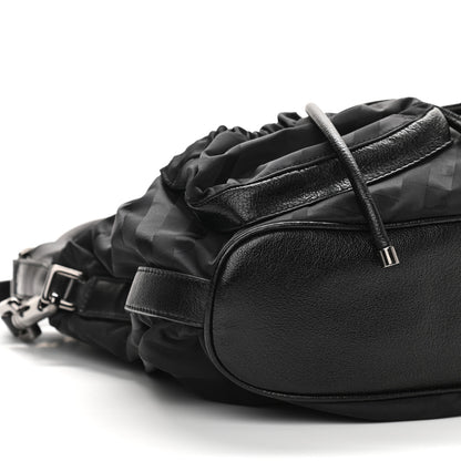 Burberry Nylon Tonal Check Drawstring Tote Black 9 of 10