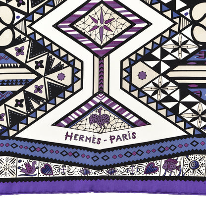 Hermes Silk Ors Blues d'Afrique Scarf 90 Violet White Parme 2 of 5