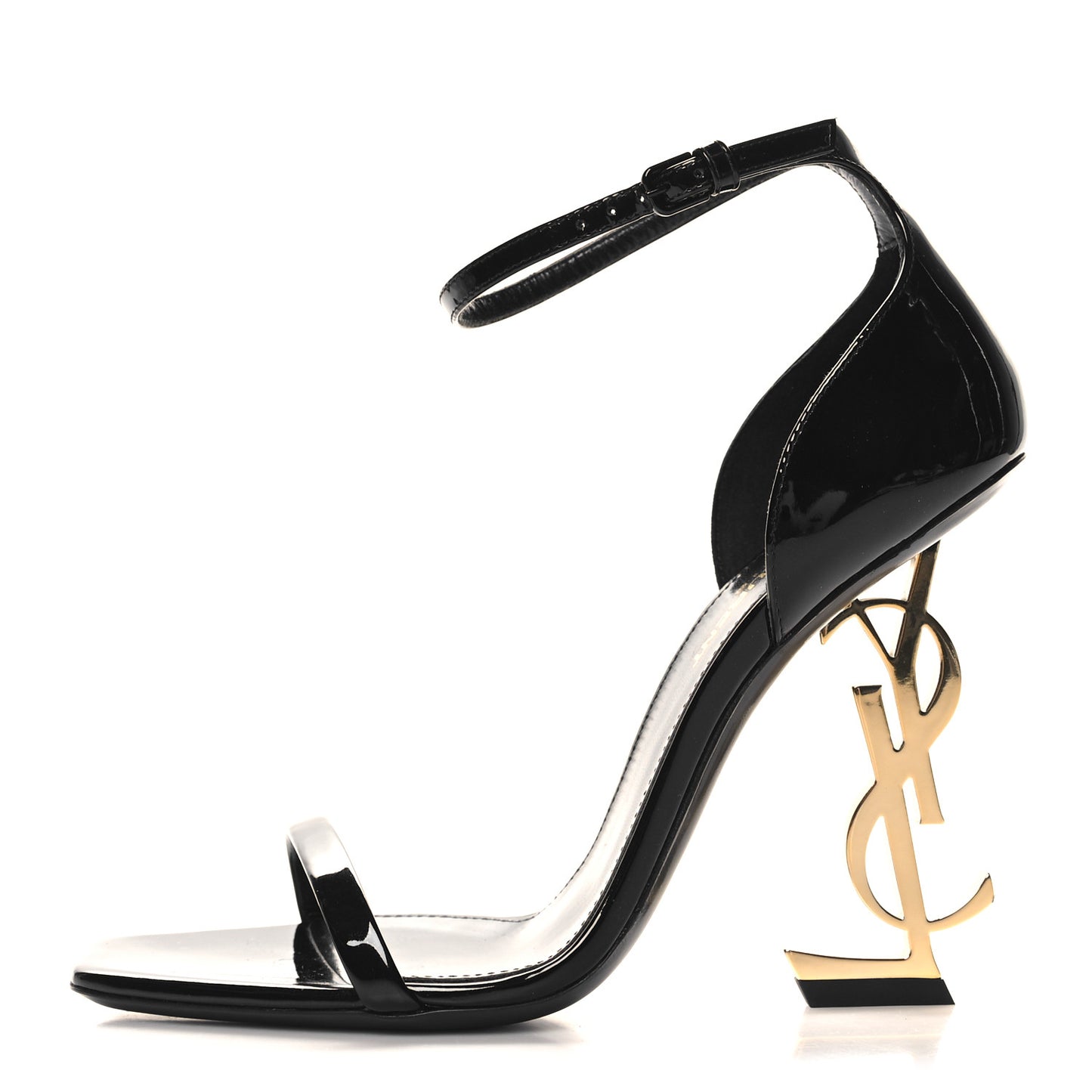 Patent Calfskin Opyum 110 Sandals 36.5 Black Gold