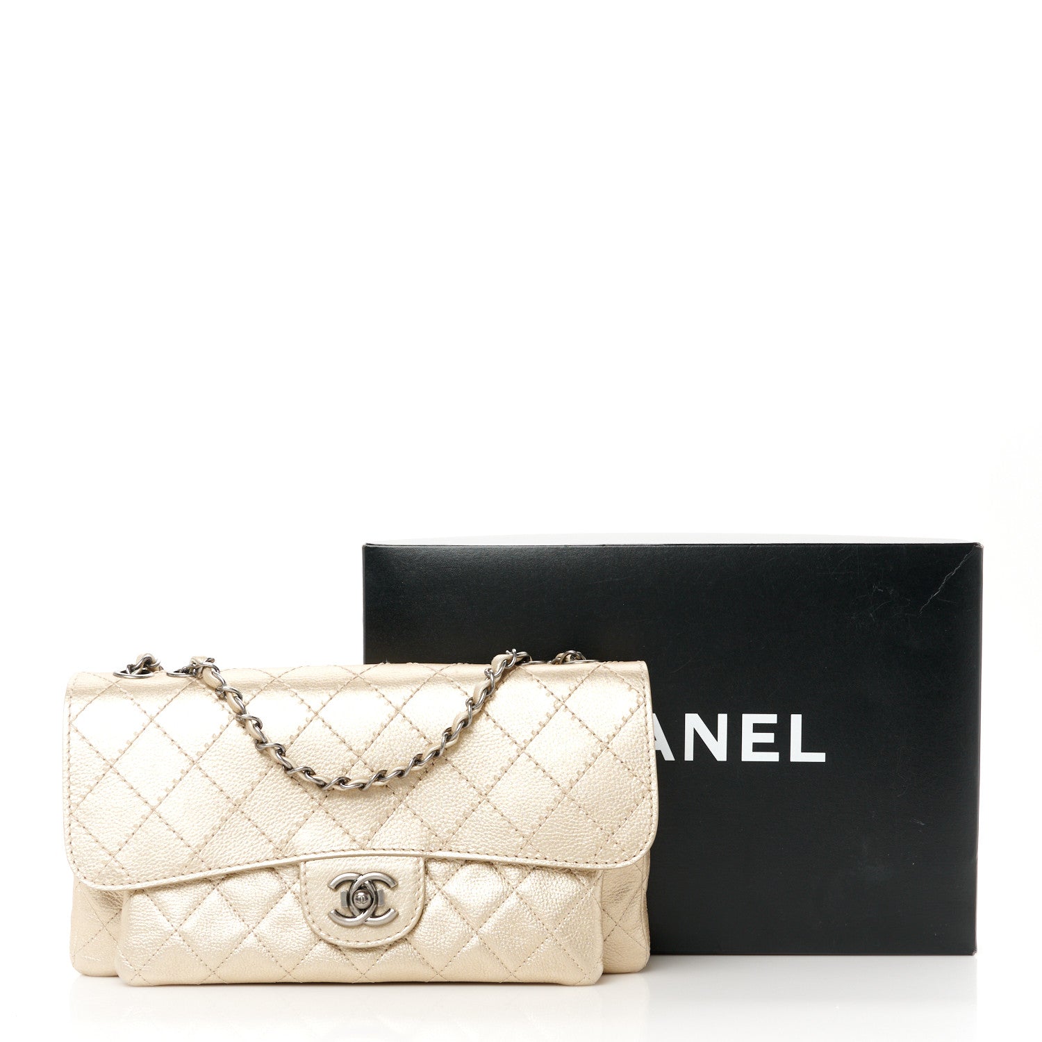 Chanel Metallic Calfskin Quilted Flap Bag Light Gold 11 of 11