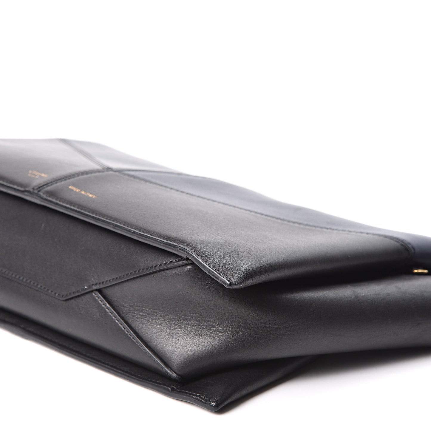 Supple Natural Calfskin Tri-Fold Clutch Black Blue