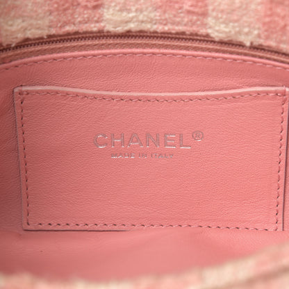 Chanel Tweed Quilted Small Just Mademoiselle Bowling Bag Pink White 6 of 12