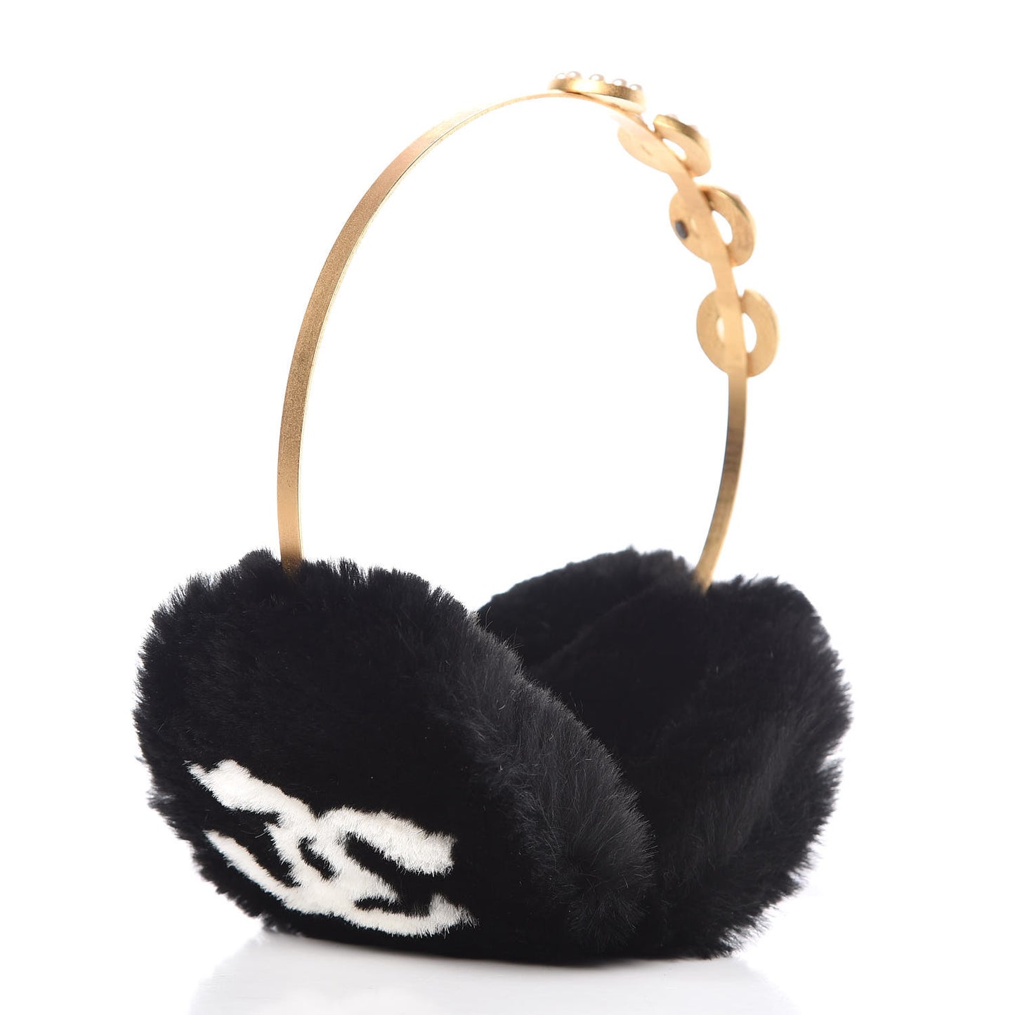 Rabbit Fur Coco Earmuffs Black Gold