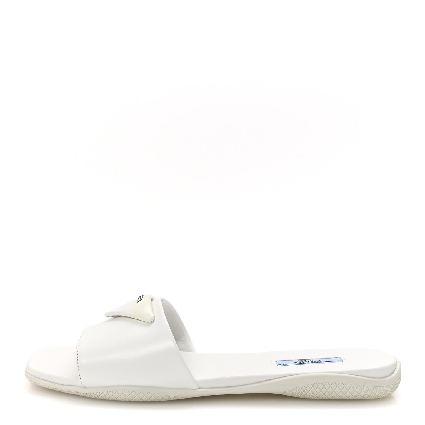 Spazzolato Triangle Logo Slide Flat Sandals 39 White