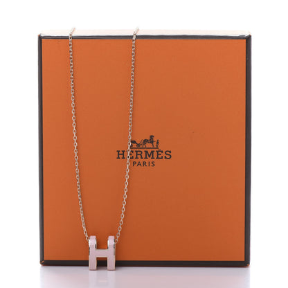 Hermes Lacquered Rose Gold Pop H Pendant Necklace Rose Dragee 7 of 7