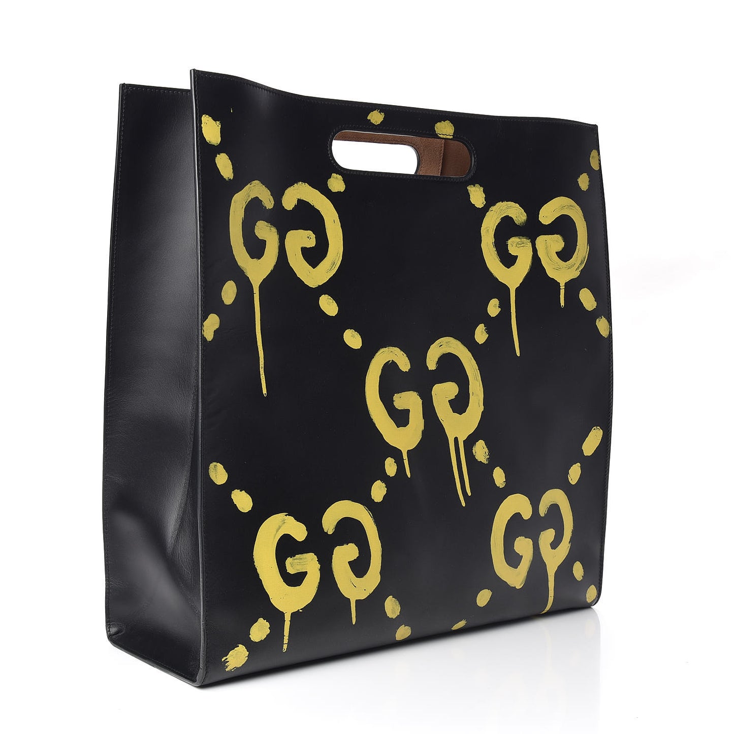 Calfskin GucciGhost Real Large XL Tote Black Yellow