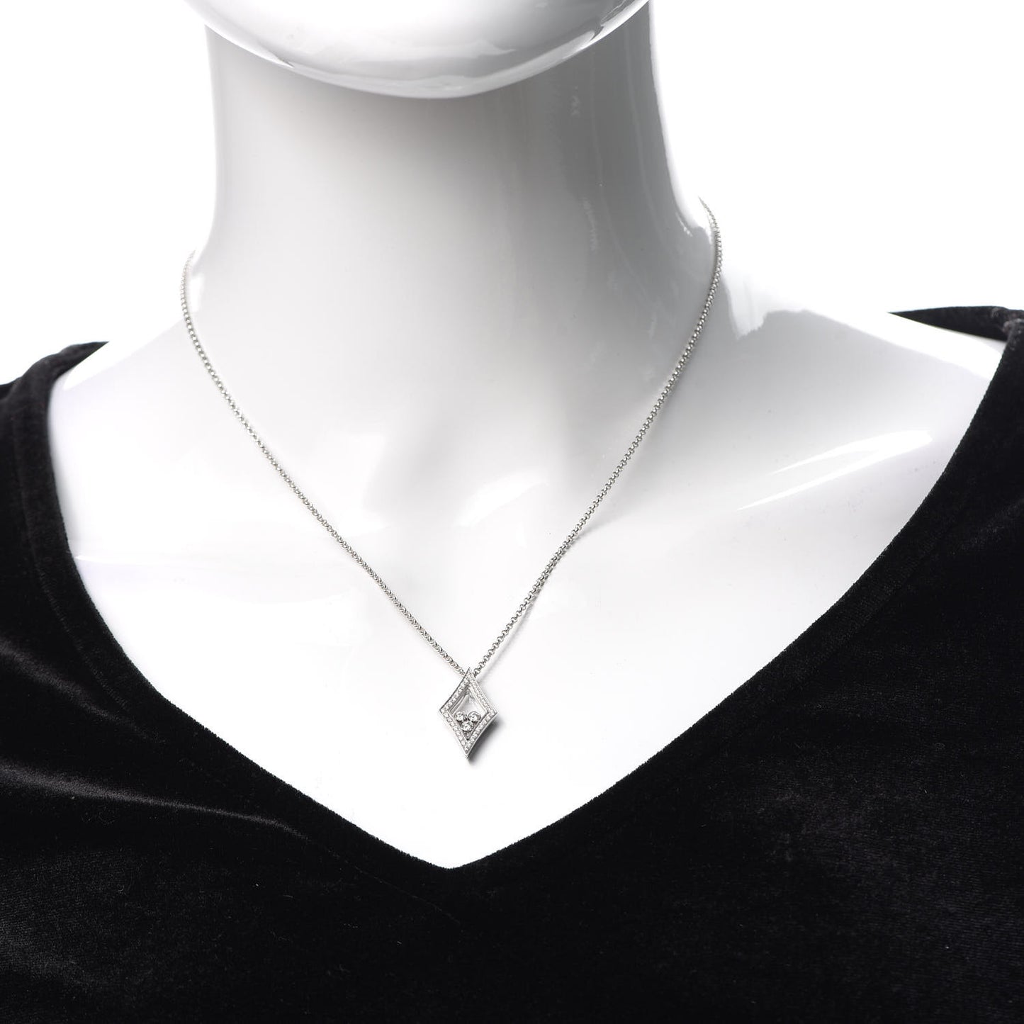 18K White Gold Happy Diamonds 3 Floating Diamonds Pendant Necklace