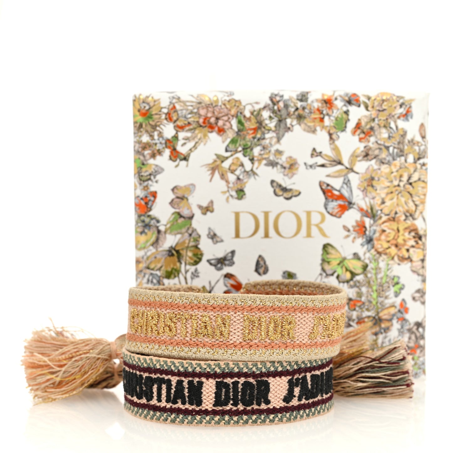 Woven Cotton J'Adior Friendship Bracelet Set Gold Pink