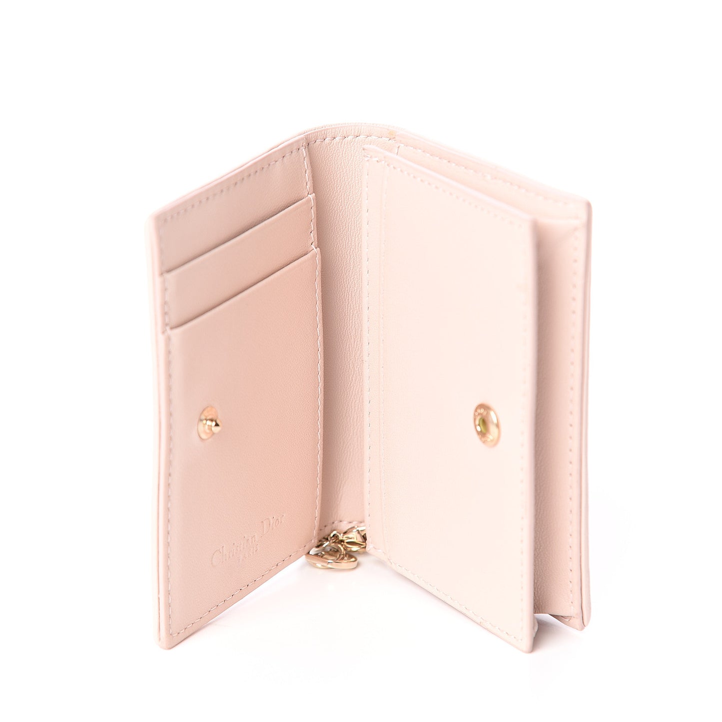 Lambskin Cannage Small Lady Dior Flap Card Holder Light Pink