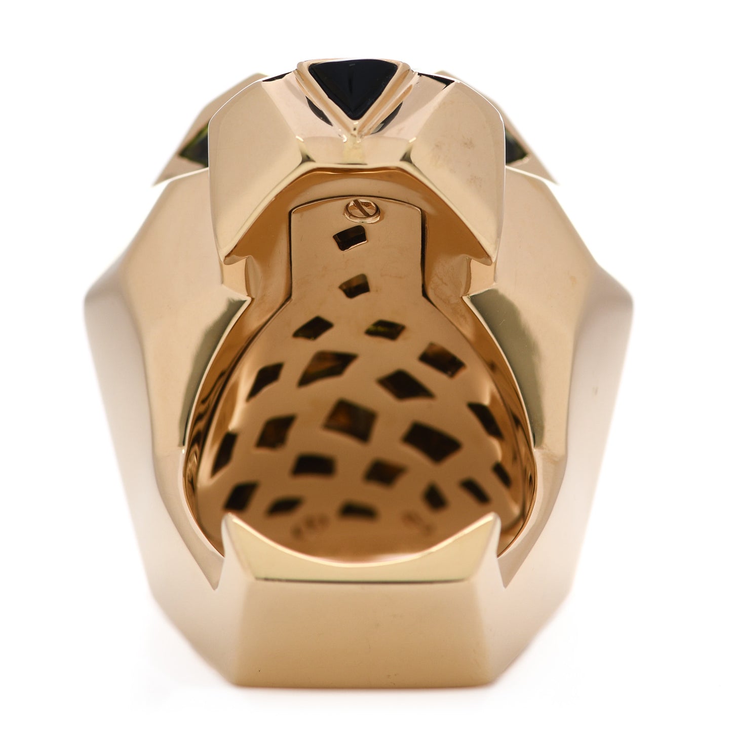 18K Yellow Gold Peridot Onyx Panthere De Cartier Ring 57 8