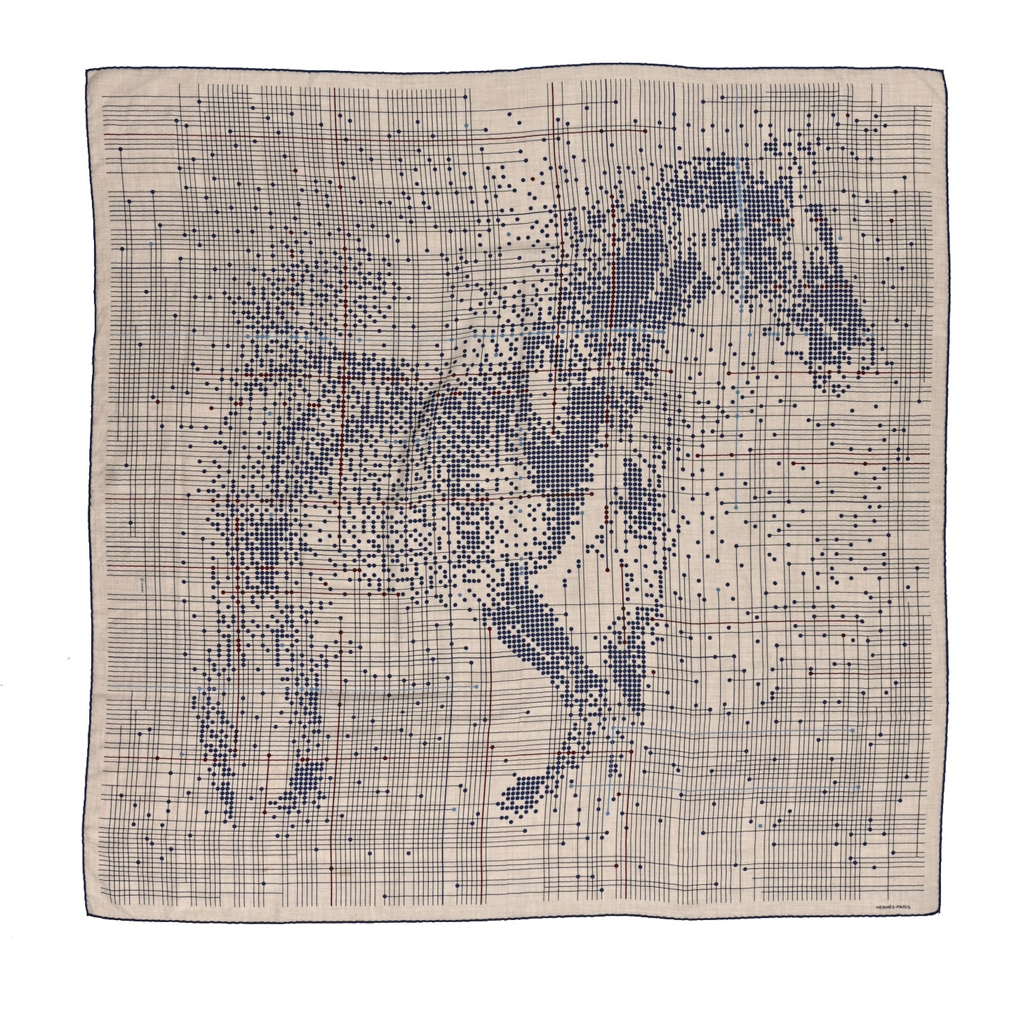 Cashmere Silk Cheval Celeste Shawl 140 Naturel Bleu Marine Bleu Marine Clair