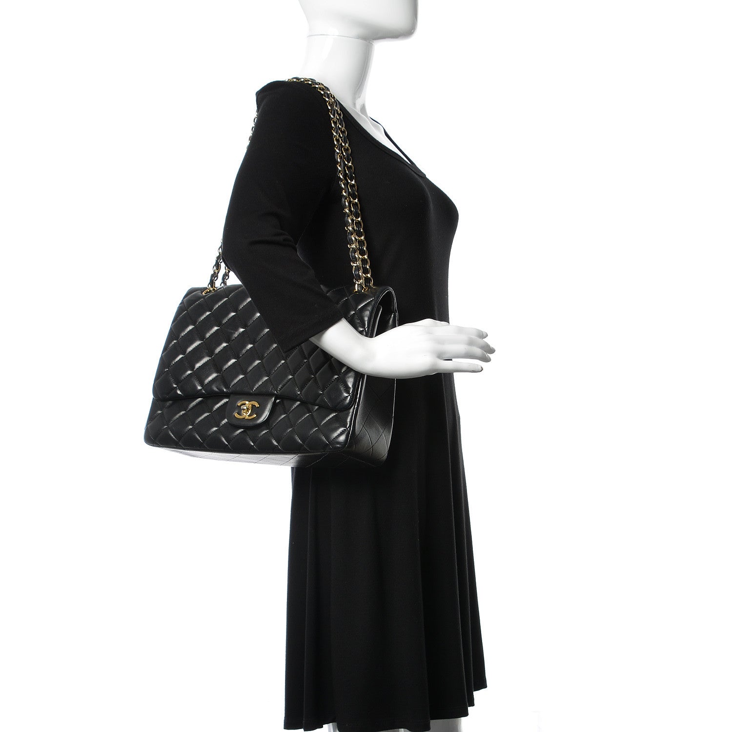 Chanel Lambskin Quilted Maxi Single Flap Black 2 of 11